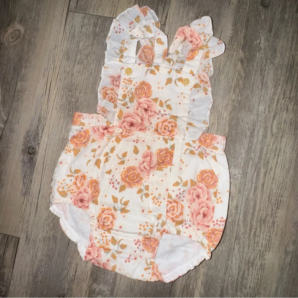 H&M Floral Baby Romper with Ruffle Straps